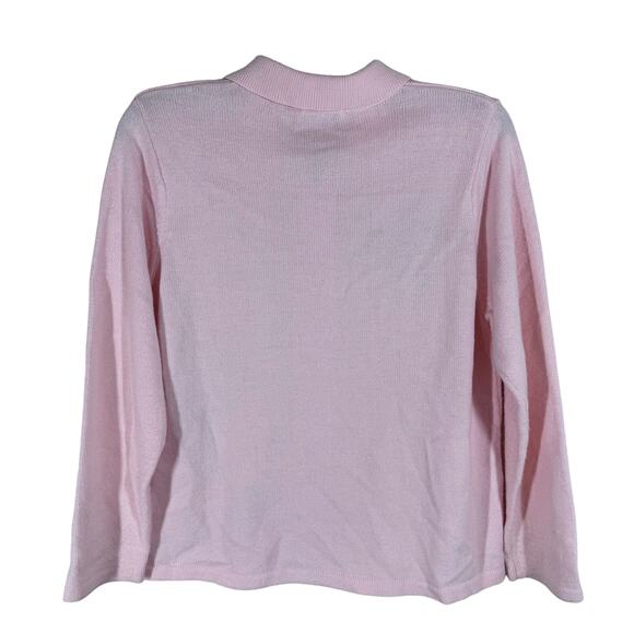 Allison Daley 3-D Knit Floral Bird Full Zip Sweater‎ Women's Large Petite Granny - Picture 2 of 9